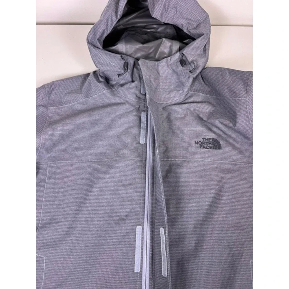 The North Face DryVent Men's Gray Hooded Full Zip Rain Coat Jacket Size L